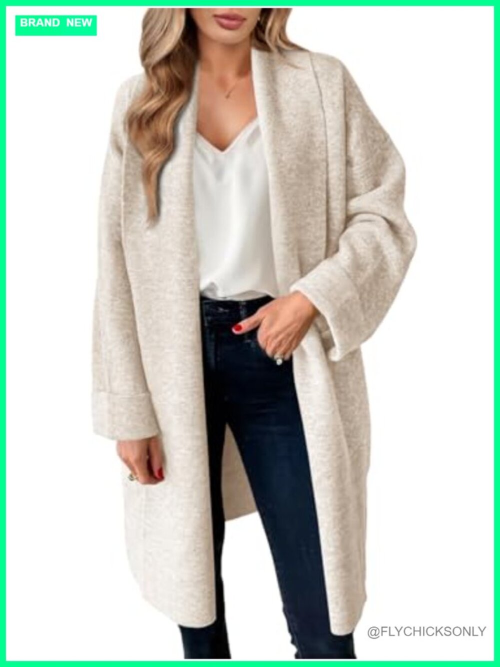 Womens Chunky Knit Long Cardigan Open Front Oversized Coatigan Sweater